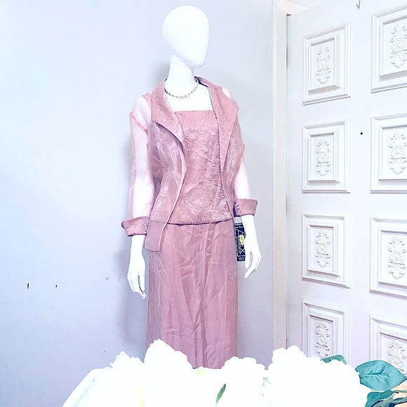 🆕2pc Elegant RoseGold Formal Dress w/Fine Jacket - Picture 6 of 16
